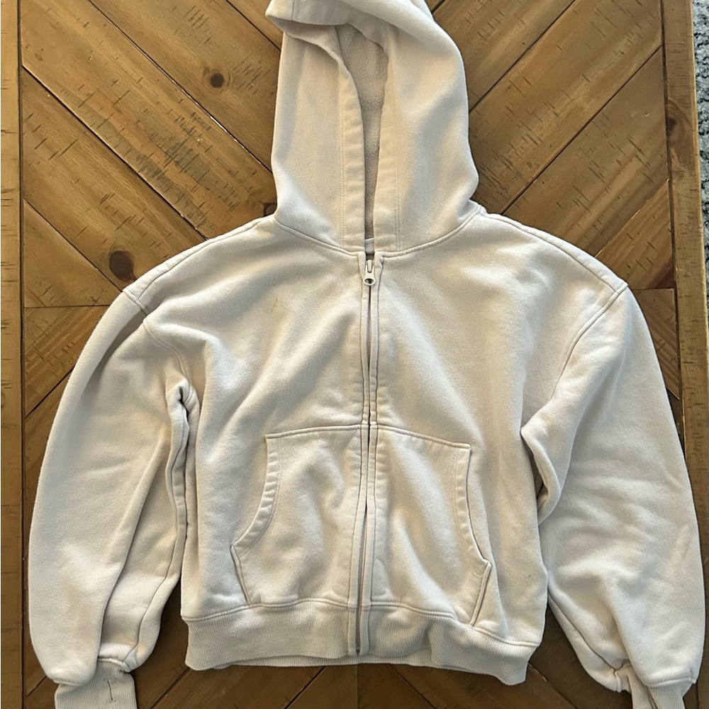 Kids Cream full-zip Hoodie